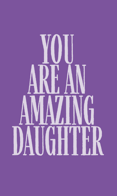 Joyful Birthday Card by Biscuitmoon Designs - A bright purple background, text "YOU ARE AN AMAZING DAUGHTER" in bold white letters, radiating positivity and affection.