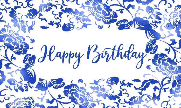 Chinese Blue Floral Patterns - Birthday