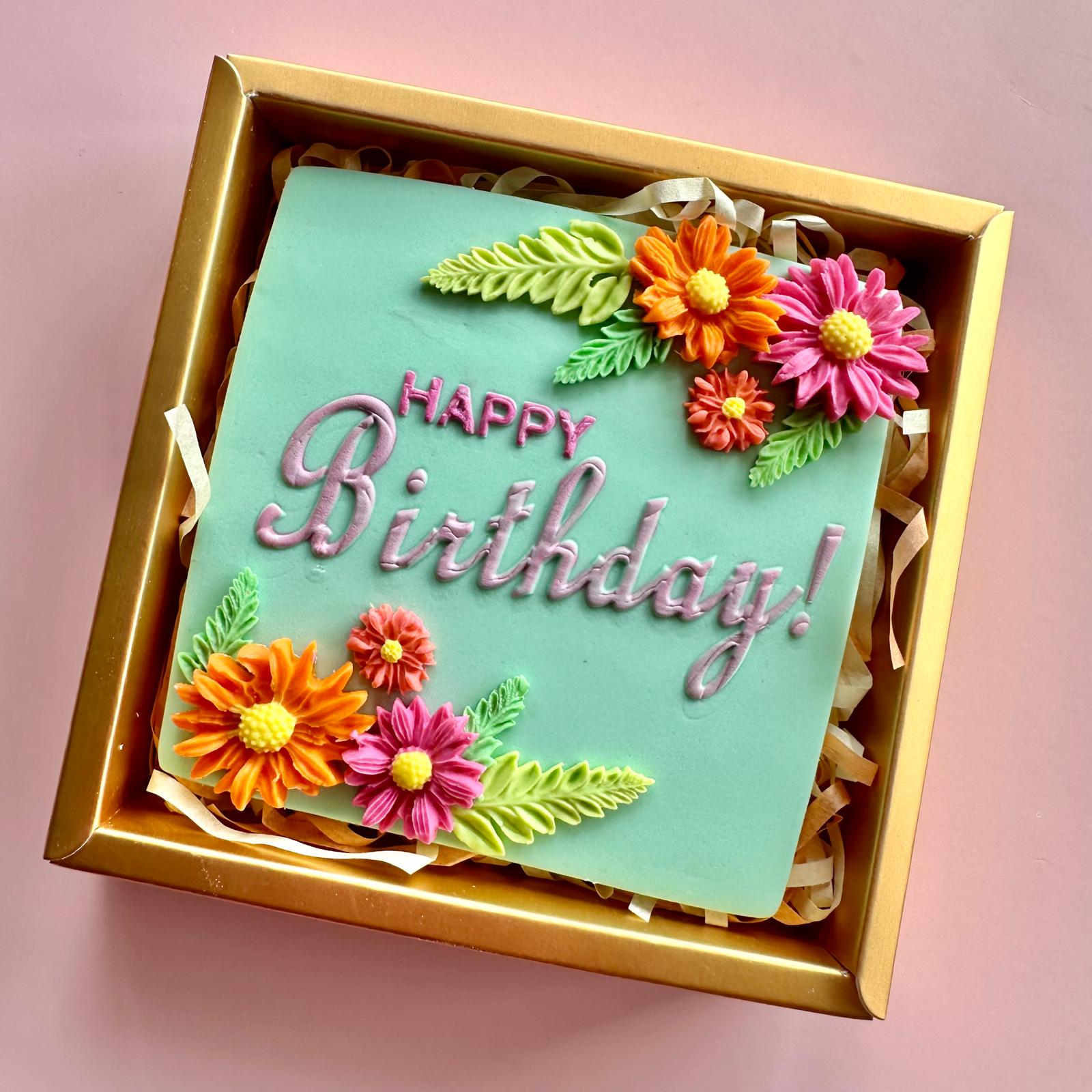 Floral “Happy Birthday” Cookie