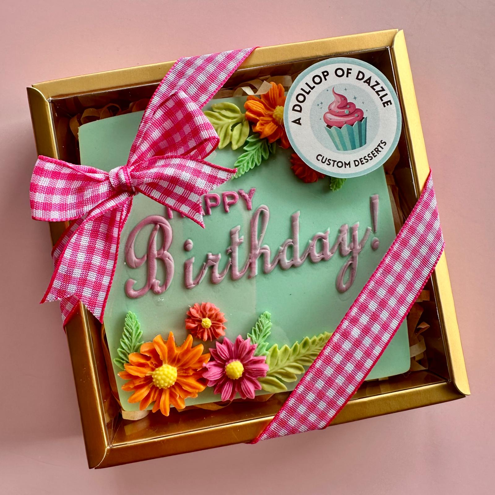 Floral “Happy Birthday” Cookie (from A Dollop of Dazzle)